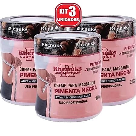 Gel Redutor de Medidas Pimenta Negra 200g Celulite Estrias Massagem Corporal Firmador