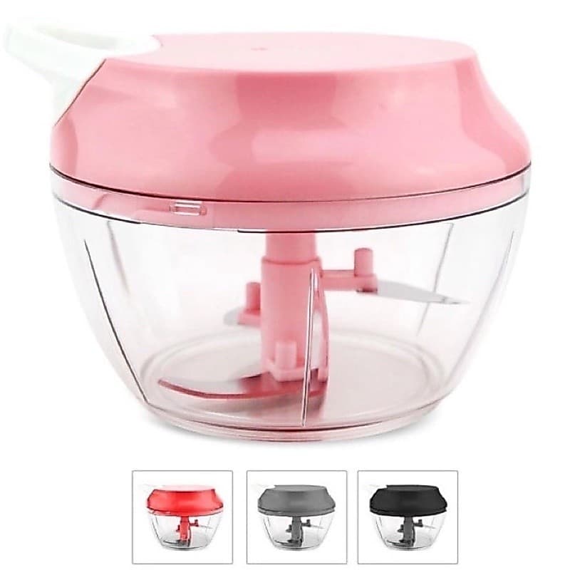 Processador e Triturador de Alimentos Manual Grande 500ml 3 laminas com Travas Cores