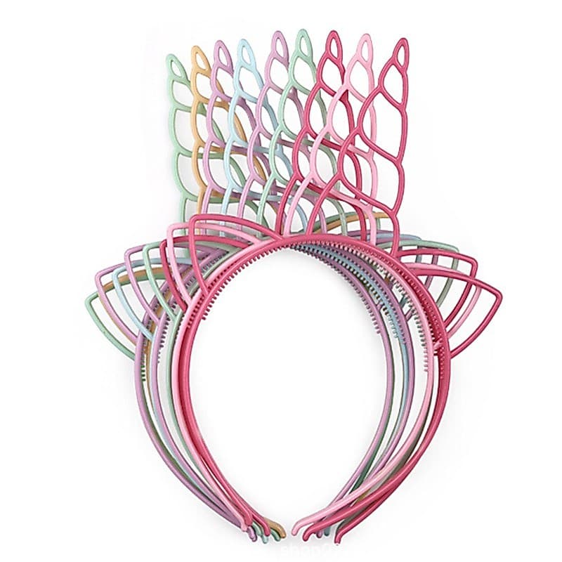 Hs 12 Pçs Faixa De Cabelo / Tiara De Plástico De Princesa Unicórnio / Unicórnio Para Meninas PH1