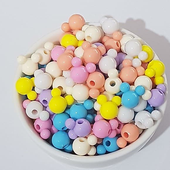 entremeio infantil miçanga mickey candy color orelhinhas com 100 unidades - 46gr