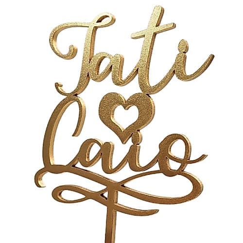 Topo de Bolo Palito Decoração Casamento, Aniversário Personalizado em Mdf Nomes
