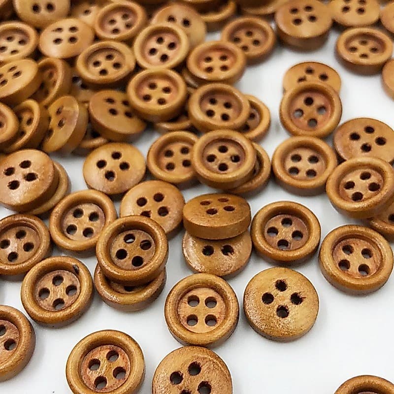 100 Peças 8mm Mini Botões De Madeira Marrom 4 Furos Artesanato Roupas Costura Decoração Botão WW532