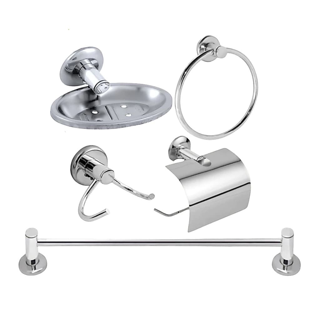Kit Para Banheiro Acessórios de Metal Aço Inox Completo Cromado