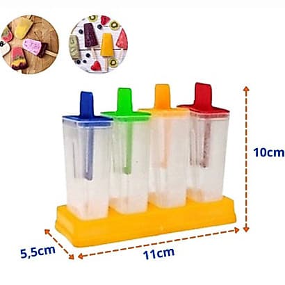 Forma de Picolé Com 4 Unidades Sorvetinhos Diversos Sabores