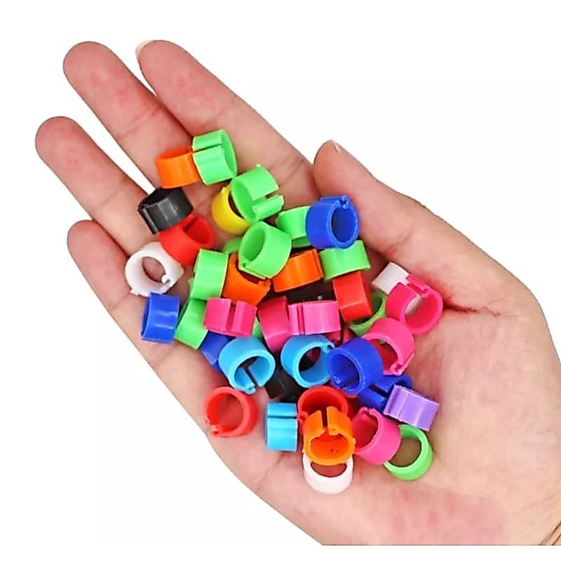 anilhas coloridas 8mm  para pintinhos pct com 50 und.