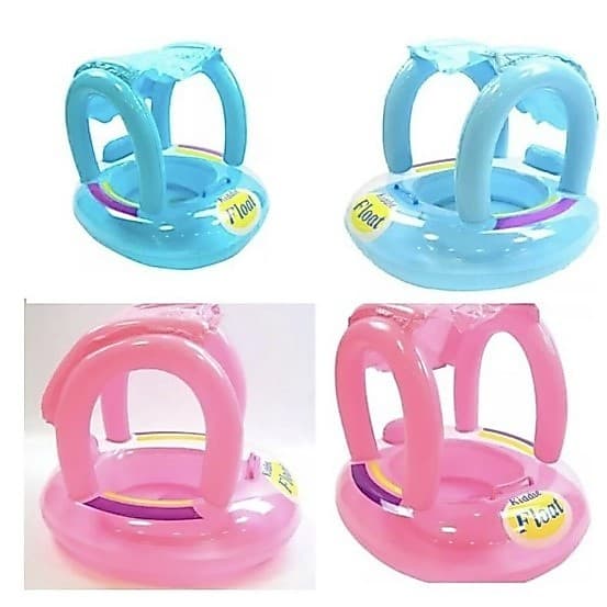 Boia Bebê Inflável Com Assento E Cobertura Baby Boat Piscina