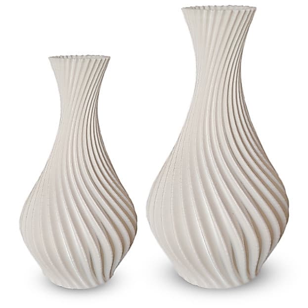 Kit 2 Vasos em Spiral Super Elegante Para Flores 15cm e 20cm Branco.