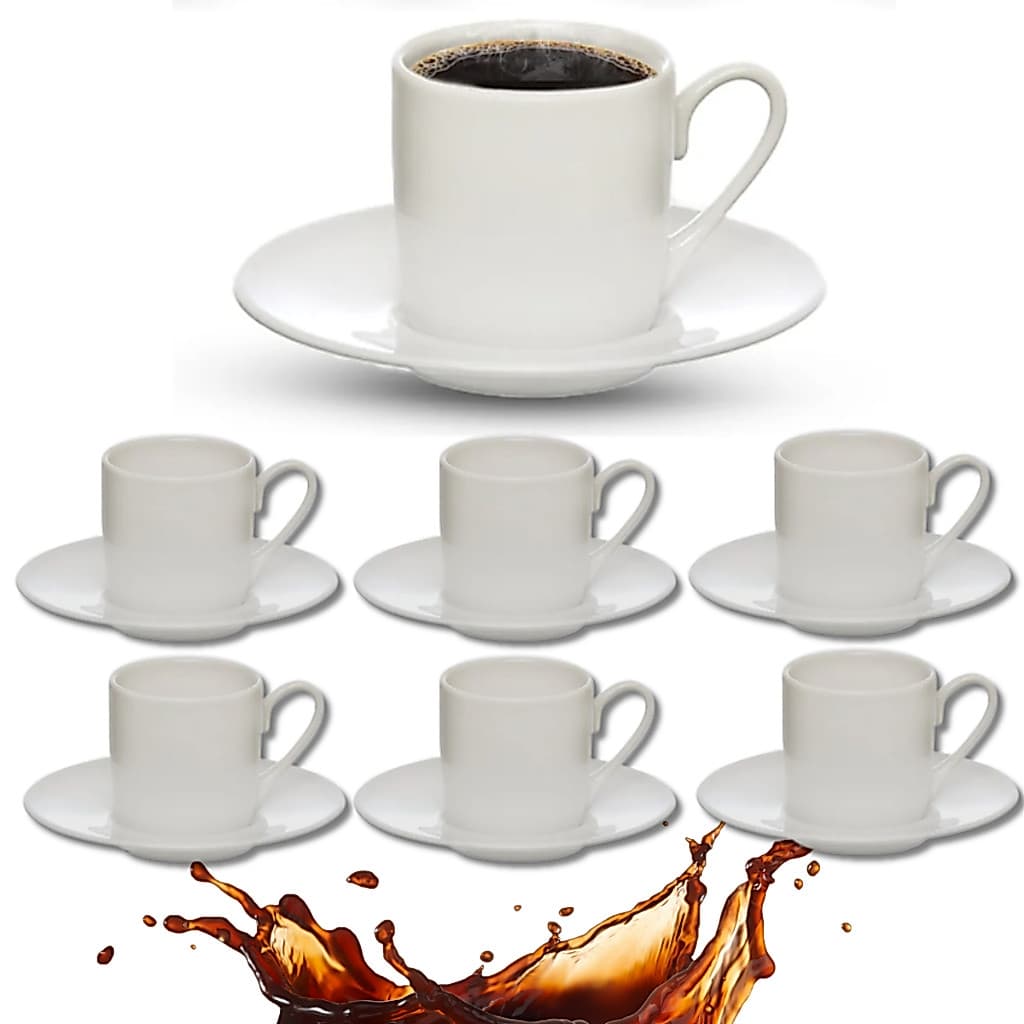 Jogo 12 Peças Xicara Caneca Café Chá Branca Porcelana Lisa Chicara Hotel Cafeteria Eventos Buffet Decoracoes