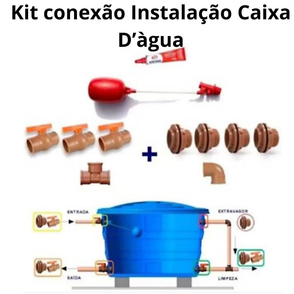 Kit Conexão hidráulica Instalação Caixa D'Água 11 Peças Alta Qualidade KRONA