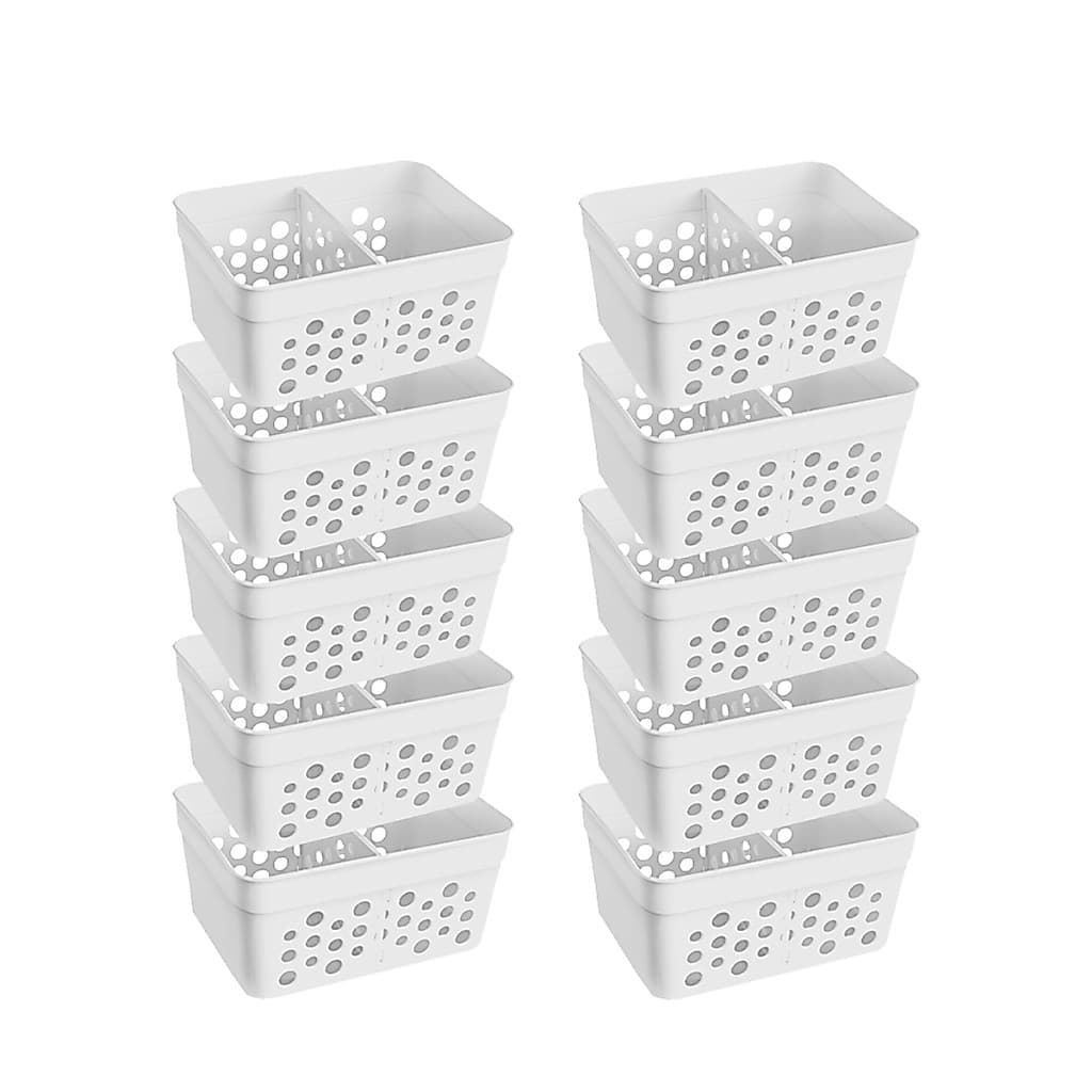 Kit 6 / 10 Cestos Organizador Gaveta Mini Colorido Com Divisória Removível Cestinho Empilhável Escritório Armário Quarto