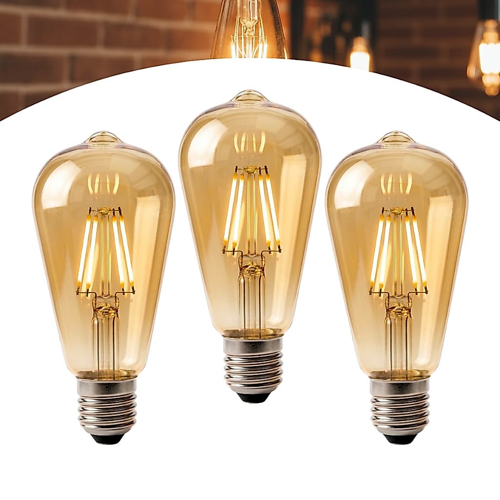 Kit 3 Lâmpadas Filamento Led Retrô Vintage 4w Quente St64 ASUS