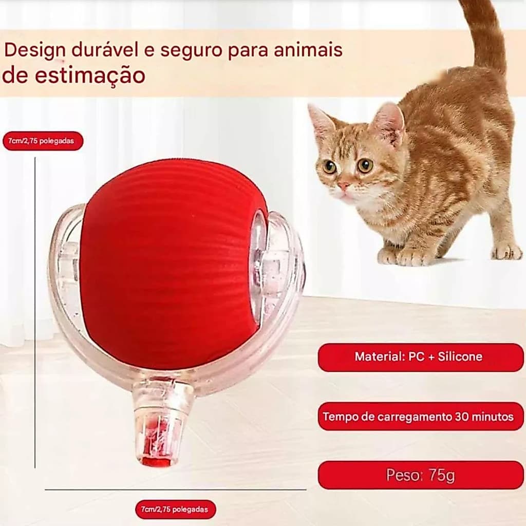Bola De Rolamento Automática Para Gatos Brinquedo Inteligente Cauda Falsa Recarregável Elétrico
