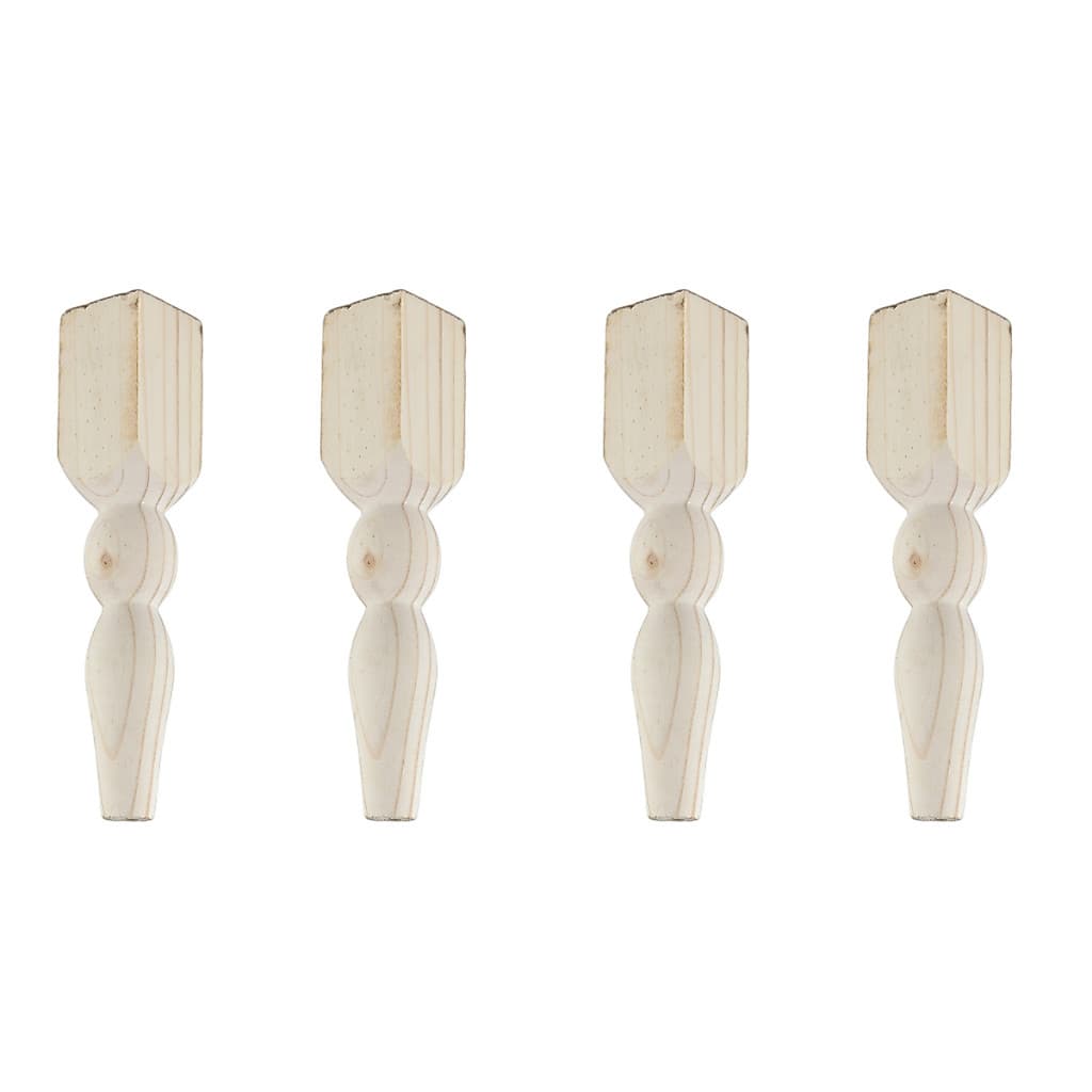 Kit 4 Bases Torneadas Pé De Mesa Madeira Pinus Móveis 19,9cm