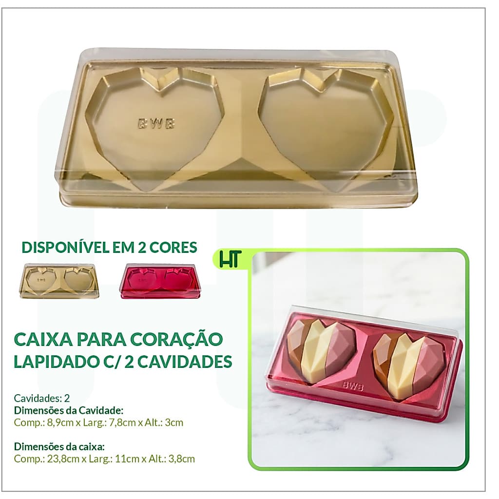 Caixa para Coração Lapidado de 200g BWB 14050 14052 Coração Fatias 200g KIT com 10~20 UNIDADES