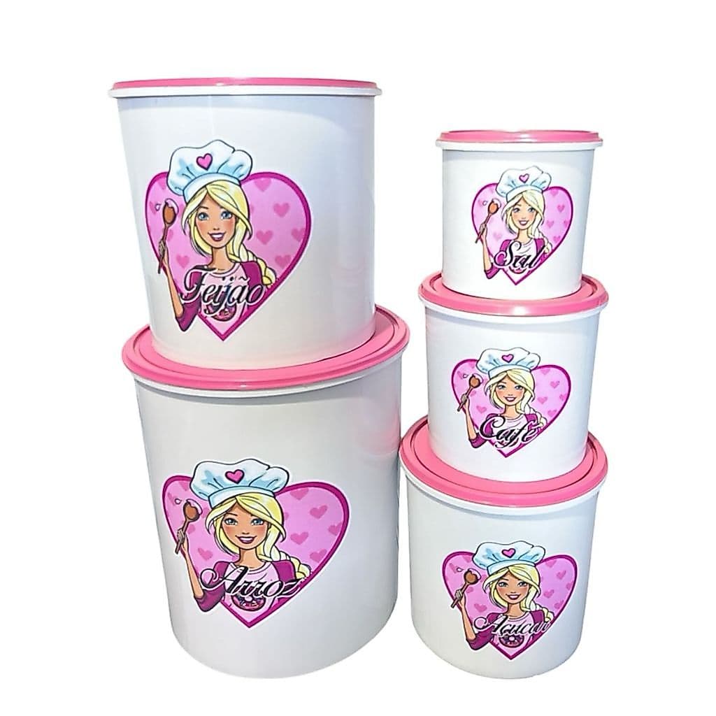 kit 5 peças mantimentos potes vasilhas plastico armanezamento