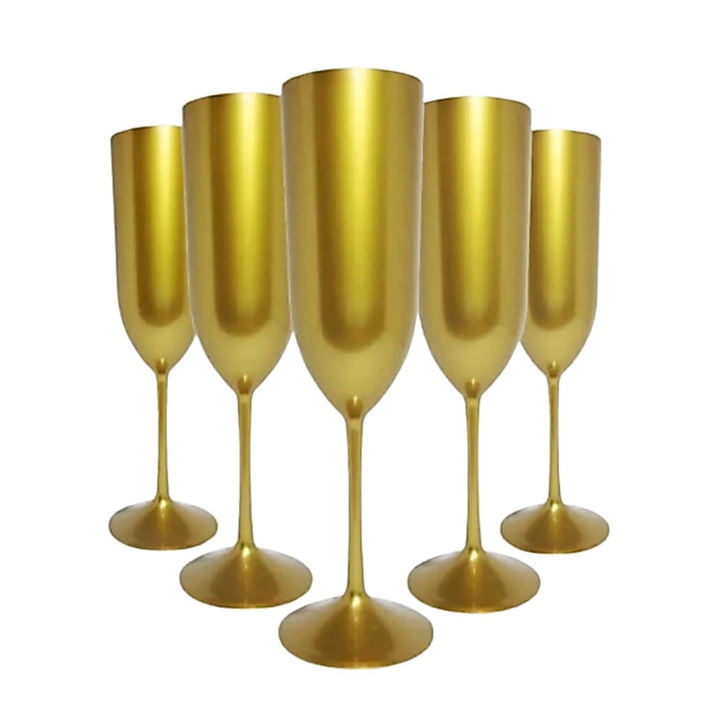 Taça Dourada Acrílico 190ml Kit 12 Unidades Festa Fim de Ano Réveillon Natal Casamento