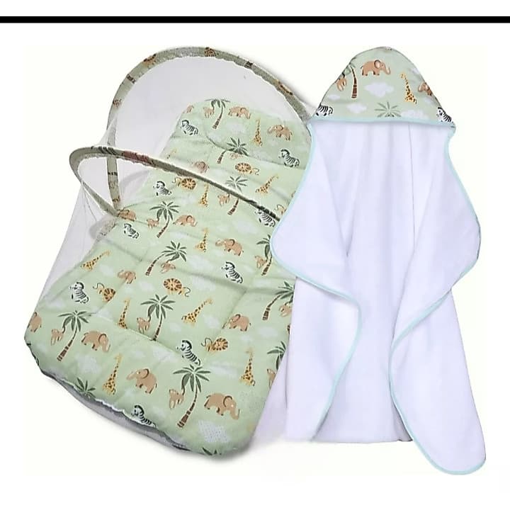 Kit Berço Portatil + Toalha de Banho de Bebe