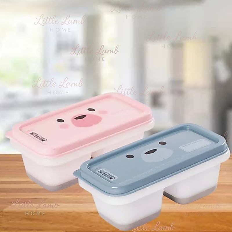 Kit 3 Porta papinha duplo para congelar com base de borracha armazenamento alimento - Plasútil