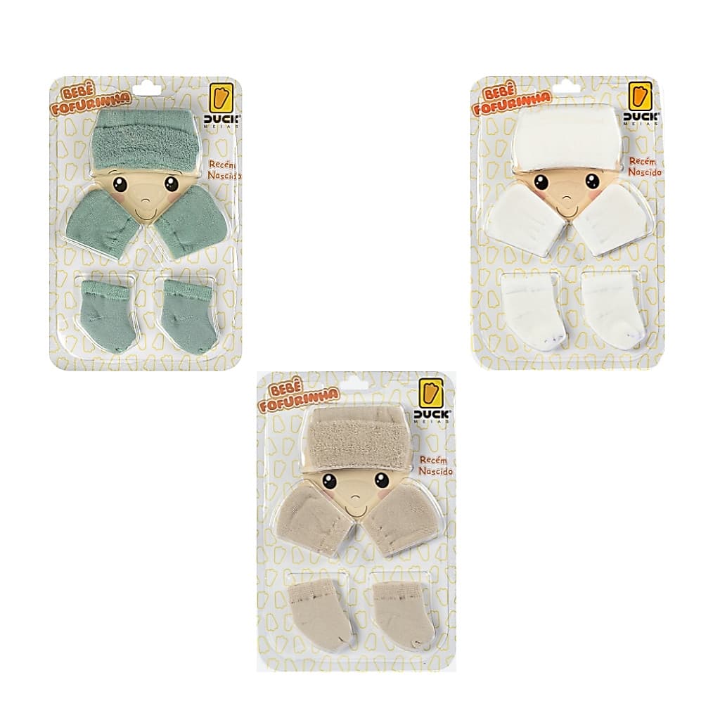 3 Kit Bebe Toca Luva E Meia Conjunto Recém Nascido Kit Saida Maternidade Menino
