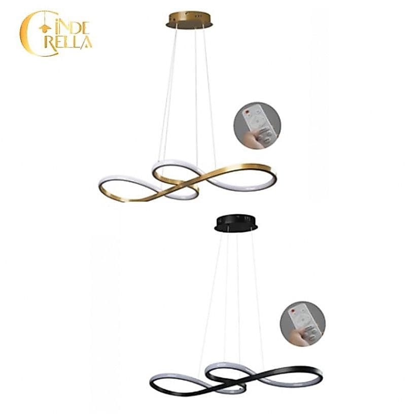 Lustre Pendente LED Clave Musical Moderno 2m Preto ou Dourado Controle Remoto 3 em 1