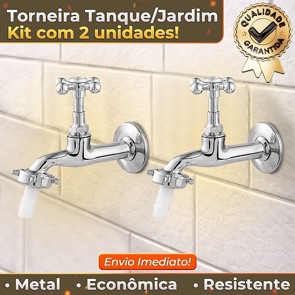 Kit 2 Torneira Para Tanque E Jardim De 1/2 Com Bico 3/4 1130 c 33 Metal