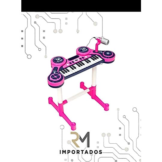 Piano Infantil Eletrônico Primeiro Grande Show Rosa e Azul Escuro - Unik