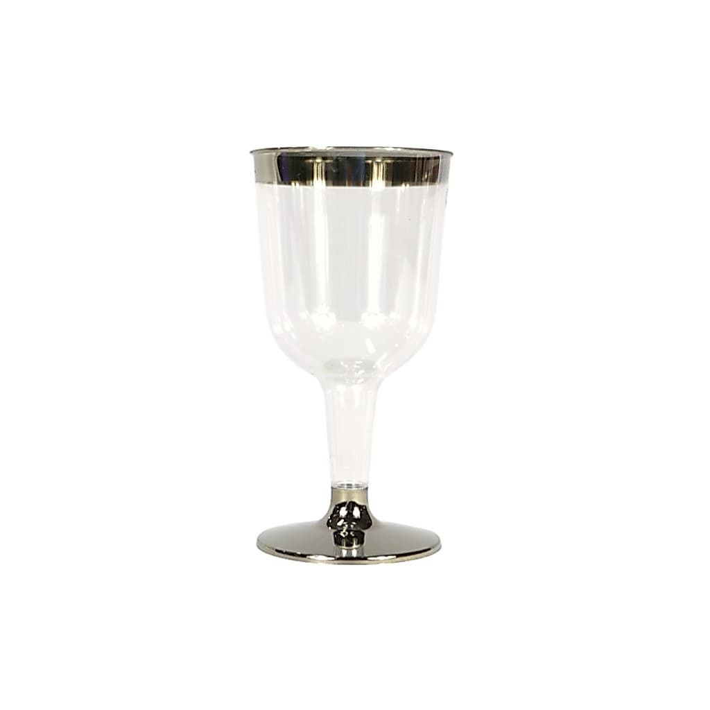 6 Taças de Vinho Premium 160ml – Cor Prata Velha em Acrílico, Elegância para Festas e Jantar