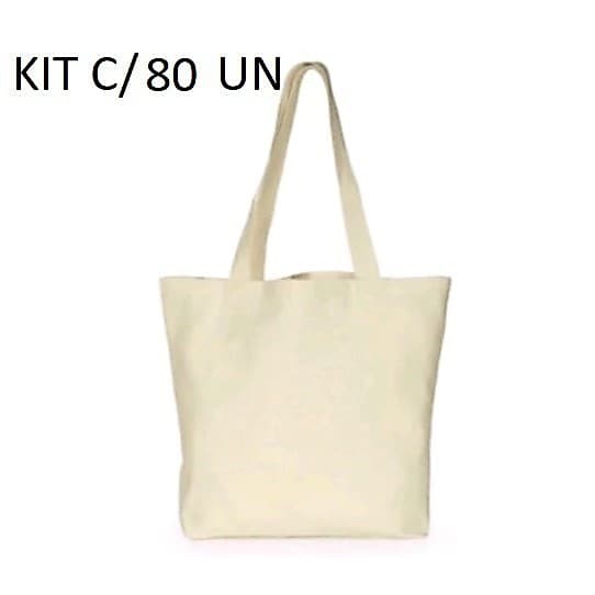kit 80 Bolsas Ecobag lisa 32,x38 100% algodão cru 210 gramas