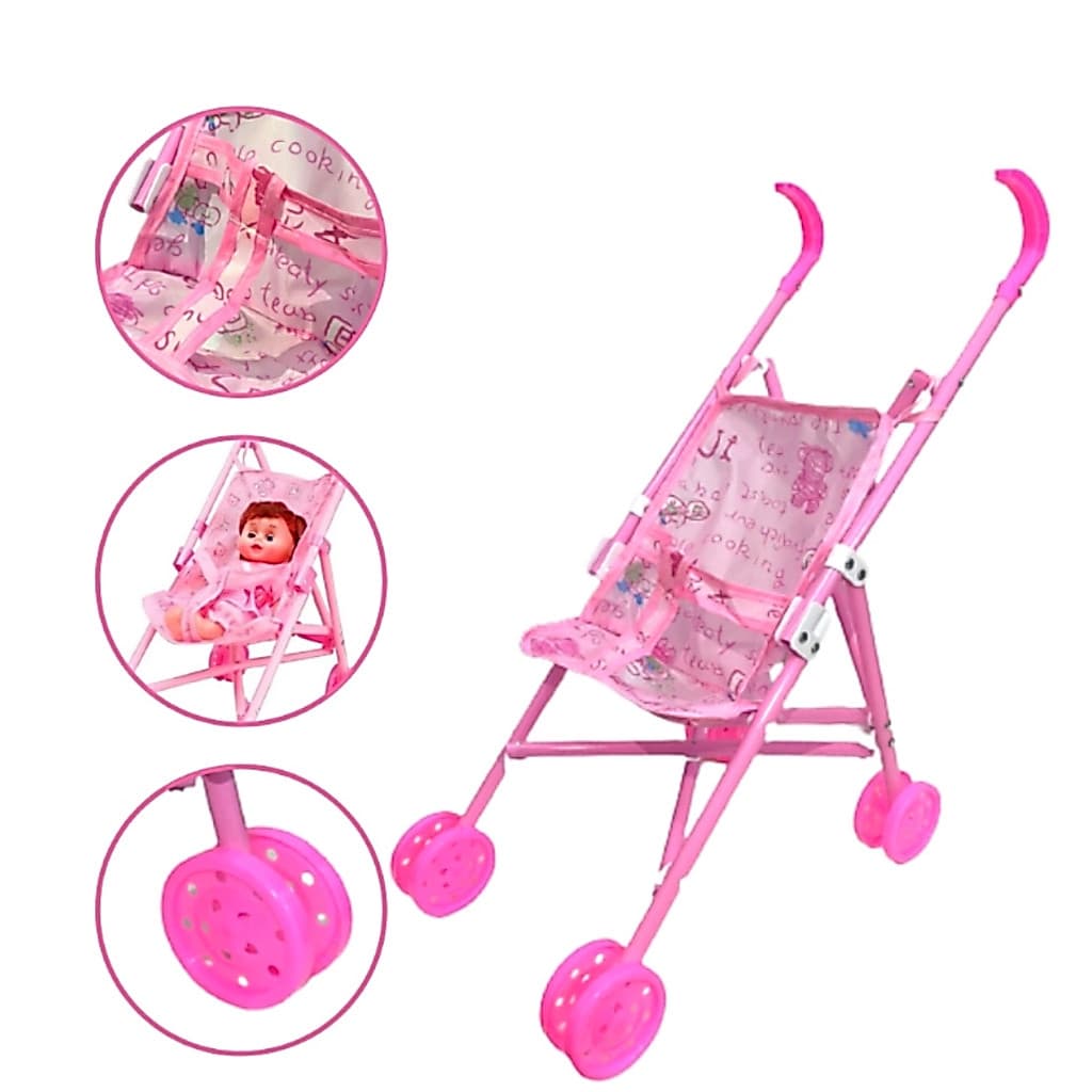 Carrinho De Boneca Dobrável Menina Brinquedo