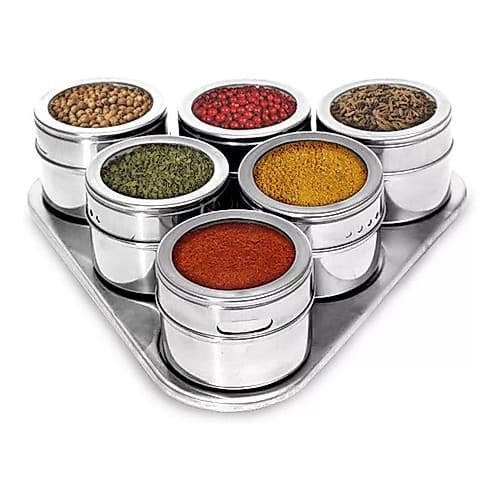 Kit 6 Porta Tempero Porta Condimento Inox Magnético Com Imã