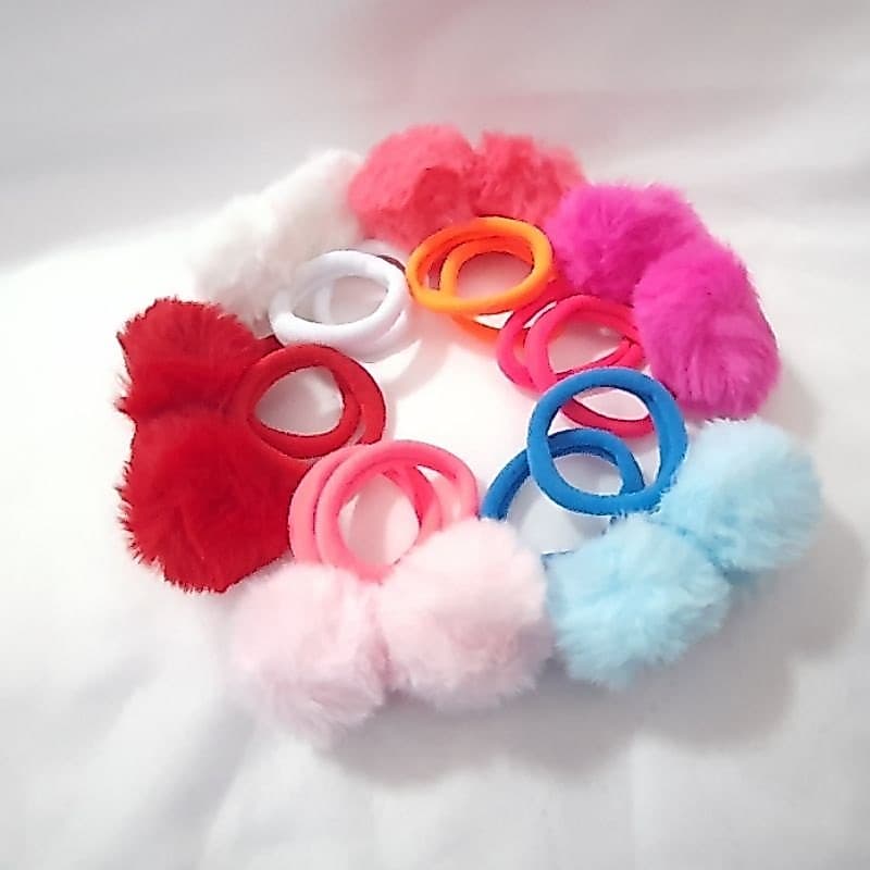 Kit com 2 ou 10 Xuxinhas Elástico Para Rábico Infantil Pom Pom Acessórios para Pentiados Em cabelos de Crianças