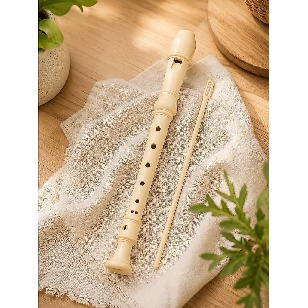 Flauta Doce Resina Soprano Modelo Germanica Estudo Com Vareta De Limpeza e Bag