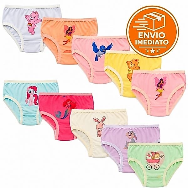 Kit Calcinha menina Infantil Sublimada Calcinhas infantil Desenhos Tanga menina Bebê malha PV