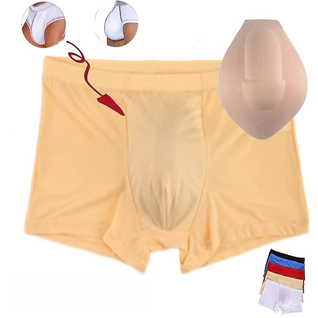 [] Cueca Boxer Masculino de inspiração de seda gelada com copos Esportes Cuecas de proteção de virilha