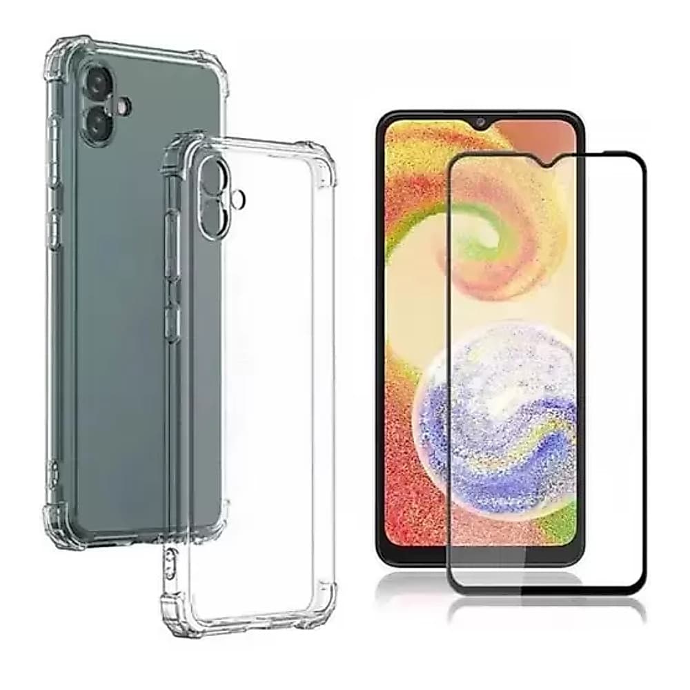 kit Capa Transparente Para Samsung A04 / A04E + Pelicula de Privacidade Seu Celular Protegido