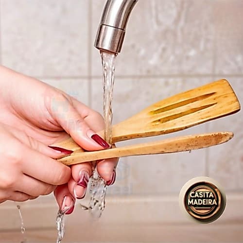 Jogo de colher e espátula de  bambu cozinha 2 peças