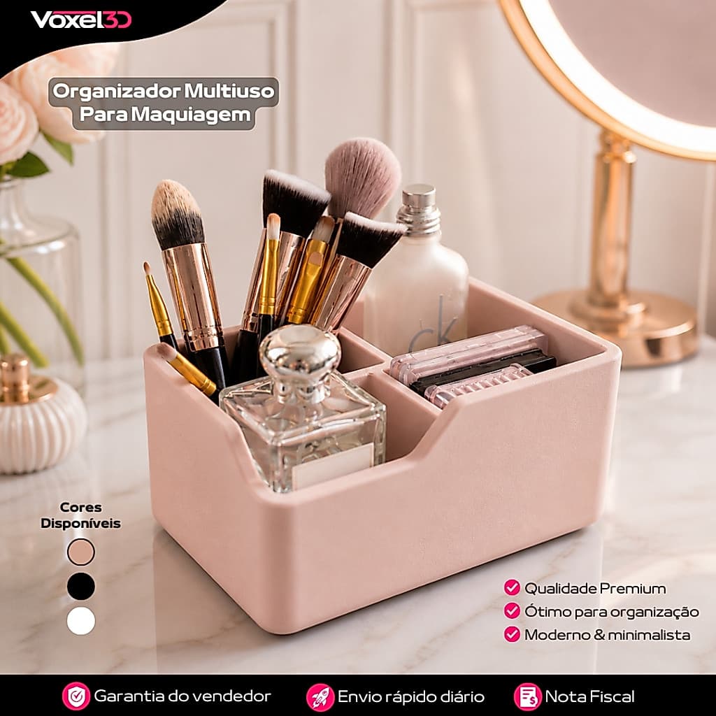 Organizador Multiuso 4 Compartimentos Porta Maquiagem Cosméticos Compacto Moderno Qualidade Premium Envio Rápido