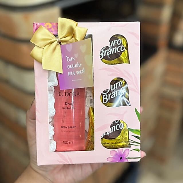 Presente feminino Eudora Body spray e chocolates aniversário amiga presente barato cheiroso