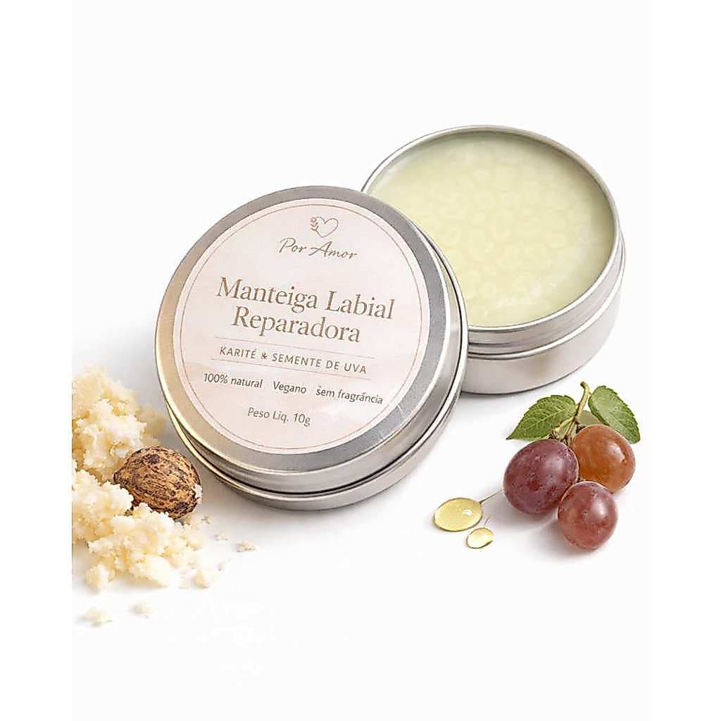 Manteiga Labial Vegana Natural Hidratante Karité Lábios Secos Sem Fragrância