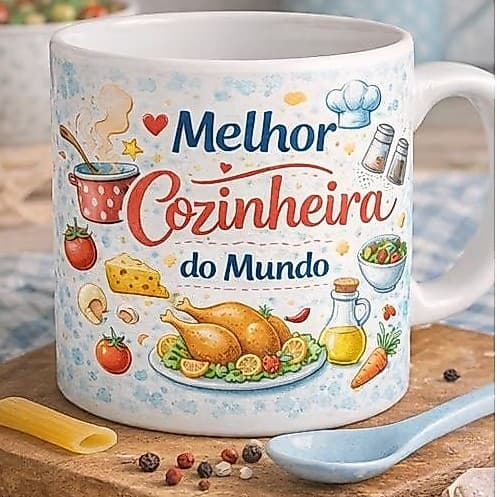 Caneca Melhor Cozinheira do Mundo | Profissão Cozinha | Presente Meigo Presente Meigo para Quem Ama