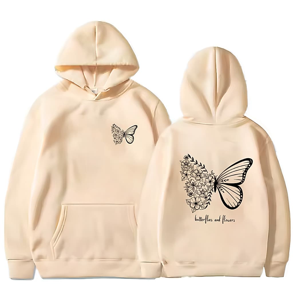 Casaco Moletom Flanelado Canguru Estampa Criativa Capuz Nome Frase Inverno Look Borboleta Flor