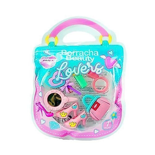 Kit Borrachas Escolar Fofa Divertida Beleza Maquiagem Beauty Lovers Fofy Papelaria Fofa
