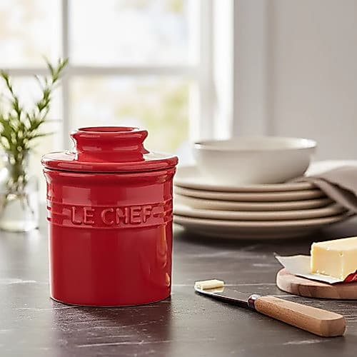 Manteigueira Francesa  Cerâmica Vermelha 8x10cm Hauskrauft Vermelho