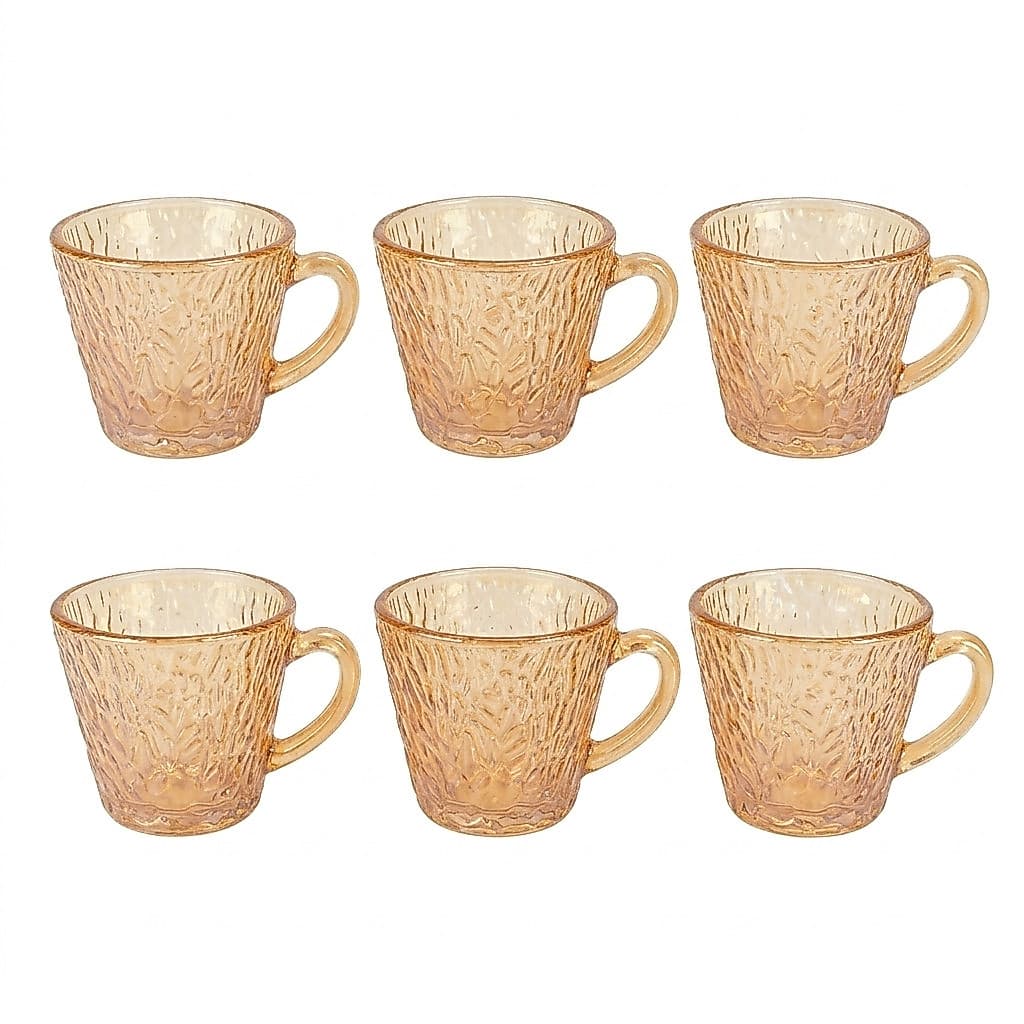 Jogo De 6 Xícaras 90ml Para Café Vidro Martelado Âmbar Ke Home