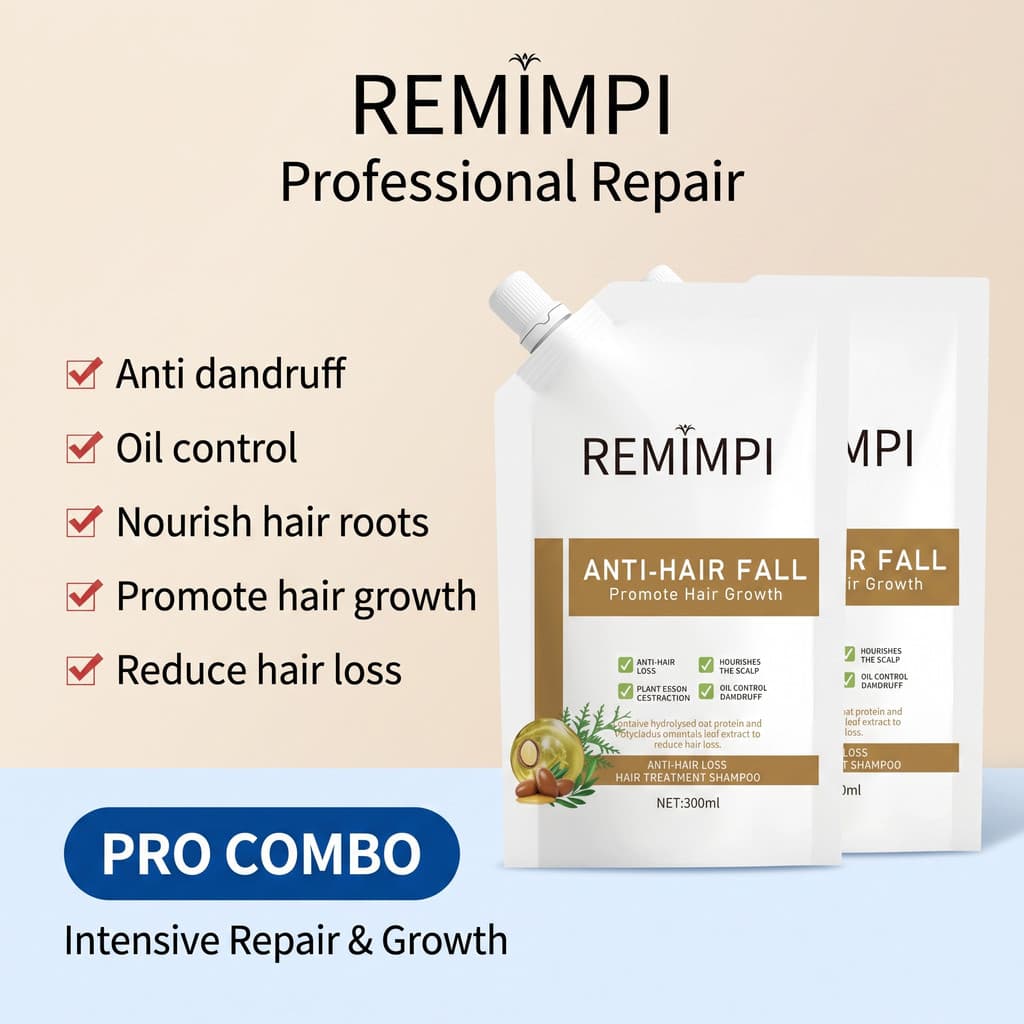 Shampoo Anti-Queda REMIMPI – Fórmula Herbal para Fortalecimento e Crescimento Capilar