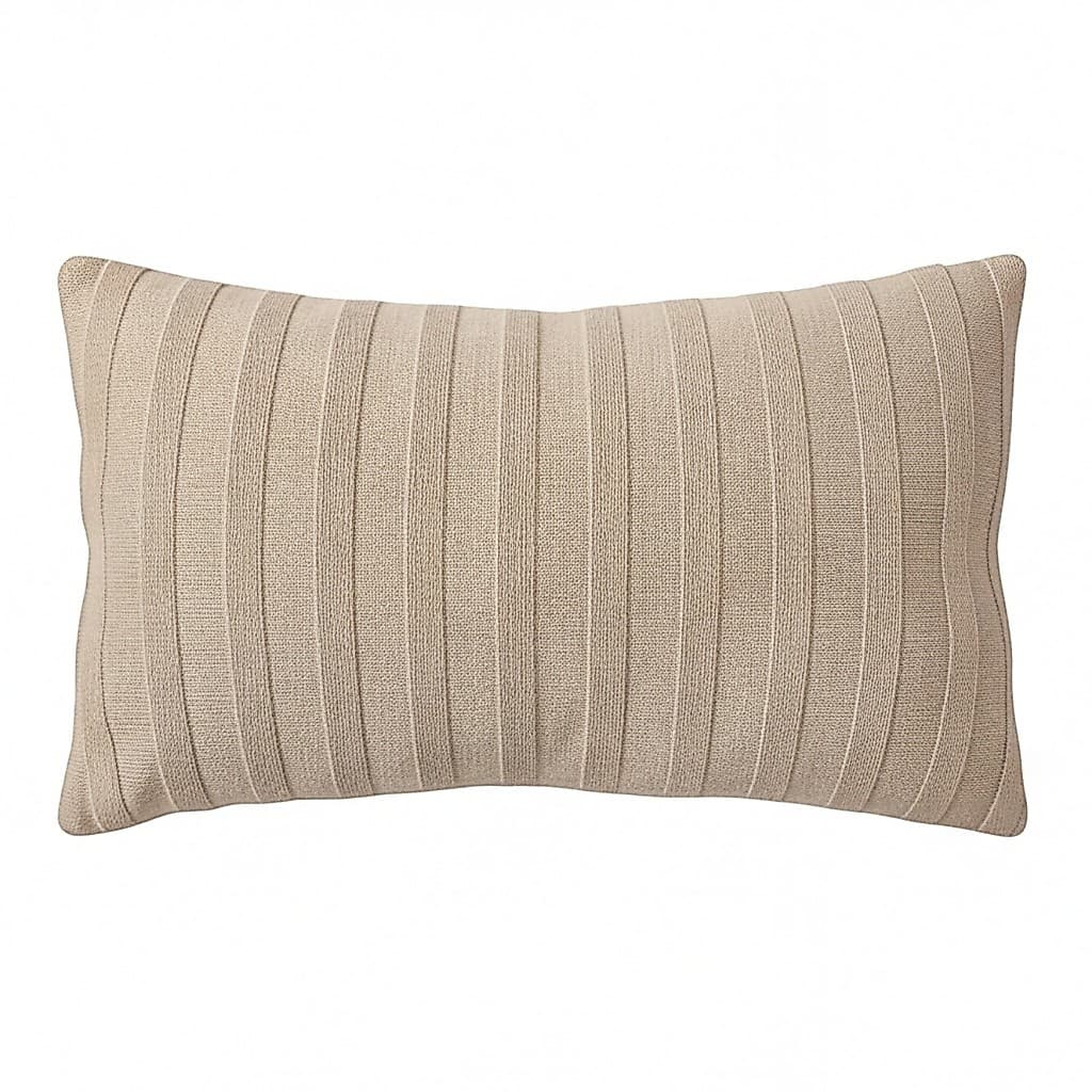 Capa de Almofada Decorativa Listrada Bege Premium 40x60cm para Sofá, Cama e Poltrona Elegante