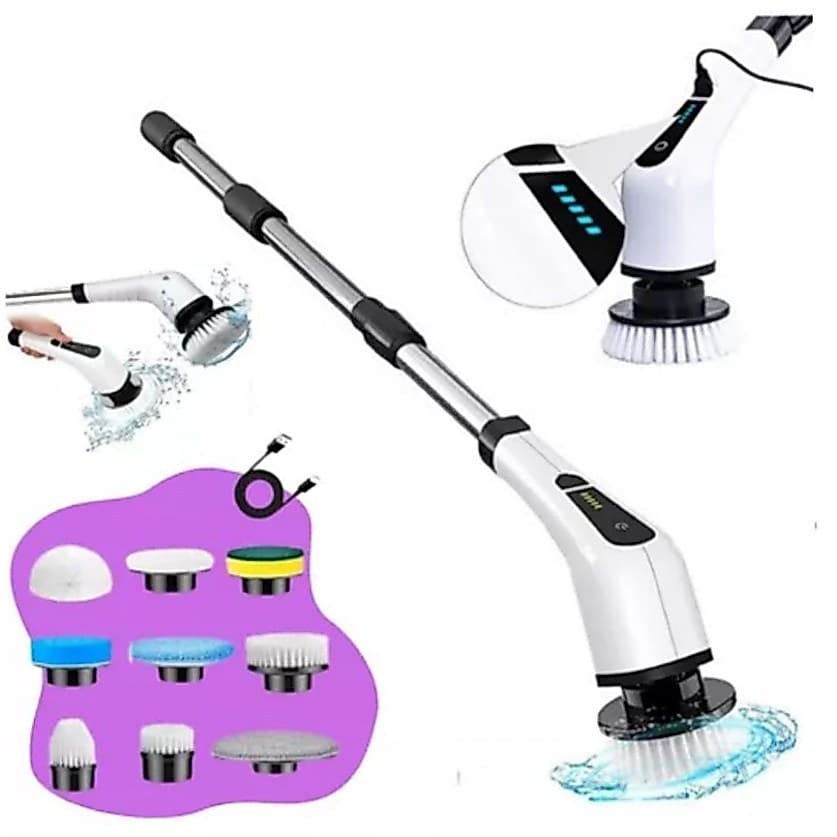 (9 em 1) Escova de Limpeza Elétrica Rotativa Esfregão Multiuso Cabo Extensível Bivolt