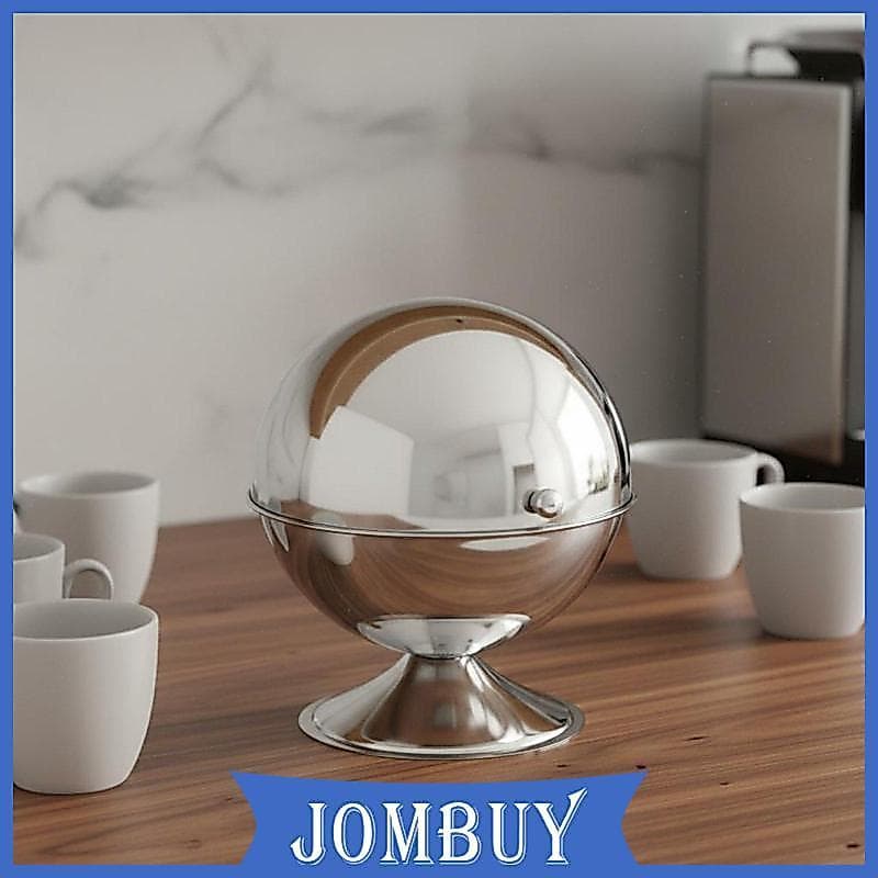 [Jombuy] Recipiente De Armazenamento De Aço Inoxidável Com Tampa Articulada , Jarra Esférica Decorativa Cozinha Para Ban