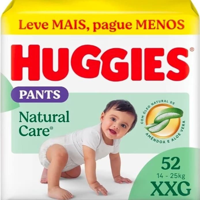 Huggies Fralda Pants Premium Natural Care XXG - 52 Un