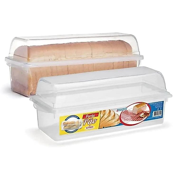Porta pão transparente de plástico grande - pote de plástico para guardar pao na mesa retangular de cozinha pães paos